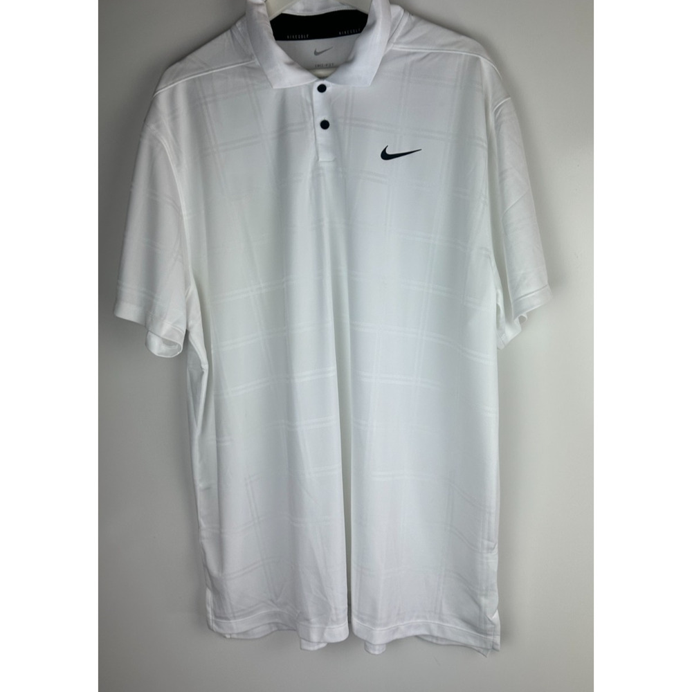 NWT Nike Men’s Dri-Fit Vapor Plaid Golf Polo White & Black DA2969-100 XXL 2XL - Picture 8 of 11
